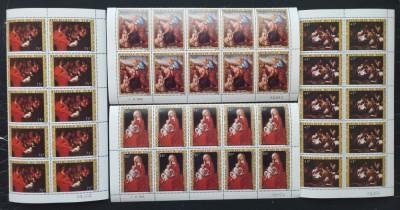 R.DU TCHAD-PICTURA-CRACIUN 1975-10 SERII A 4 V.IN BLOC -NEOBLITERATE-MNH**- EP 207B foto