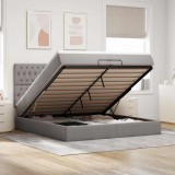 vidaXL Cadru de pat otoman cu saltele Taupe 200x200cm țesătură 3313269
