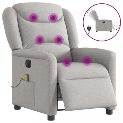 vidaXL Scaun reclinabil electric pentru masaj Cloud Grey Fabric foto