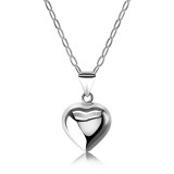 Colier din argint 925 - inimă convexă lustruită &icirc;n oglindă, lanț de zale ovale