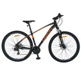 Bicicleta MTB-HT CARPAT C2757C, roti 27.5inch, cadru aluminiu, frane mecanice disc, 21 viteze (Negru/Portocaliu)