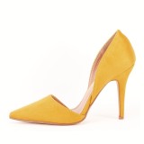 Cumpara ieftin Pantofi Dama Galbeni Decupati Antonia, Stil Casual Elegant, Velur Eco, Transport Gratuit