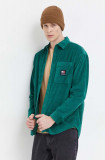 Cumpara ieftin Tommy Jeans cămașă din velur culoarea verde, cu guler clasic, relaxed DM0DM18324