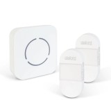 Sonerie fara fir Kinetic, 2 butoane exterior, Alb LED albastru