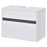 Dulap masca pentru chiuveta HOMCOM din MDF alb pentru baie cu 2 sertare 67 x 36 x 52 cm | Aosom RO