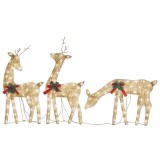 Cumpara ieftin Familie cu reni de Craciun, auriu/alb cald, 270x7x90 cm, plasa