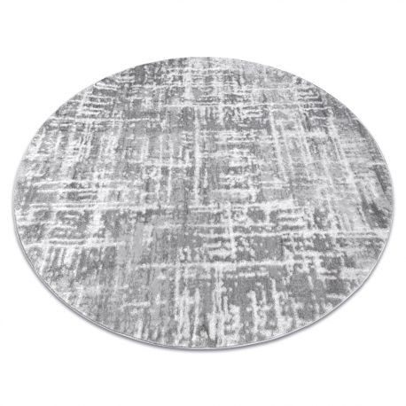 Covor MEFE modern Cerc 8722 Linii vintage - structural două niveluri de l&acirc;nă gri / alb, cerc 160 cm