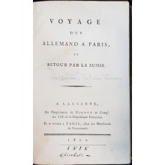 Voyage d&#039;un Allemand &agrave; Paris, et retour par la Suisse par Johann Georg Heinzmann - Paris, 1818