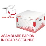 Container arhivare si transport cu capac carton reciclat si reciclabil cu capac alb Esselte Speedbox