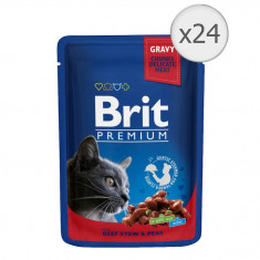 Hrana umeda pentru pisici Brit, Vita si Mazare, 24x100g