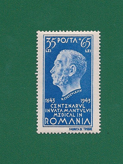 ROMANIA 1944 - CENTENARUL INVATAMANTULUI MEDICAL, DR. KRETZULESCU, MNH - LP 162