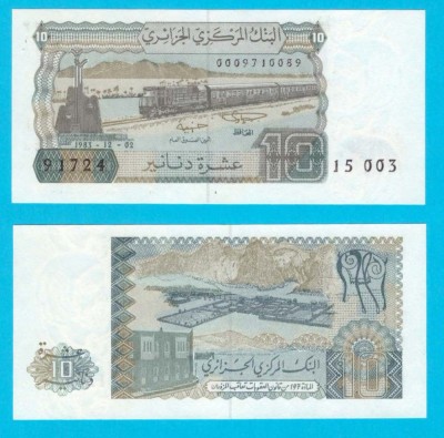 Algeria (p#132) 10 Dinars 1983 UNC &amp;#039;Tren diesel&amp;#039; serie: 91724 foto