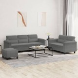 VidaXL Set de canapele cu perne, 3 piese, gri &icirc;nchis, microfibră