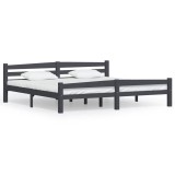 Cumpara ieftin Cadru de pat, gri inchis, 200x200 cm, lemn masiv de pin