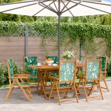 Gossi scaune de gradina rabatabile 6 buc., textil verde/lemn masiv