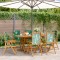 Gossi scaune de gradina rabatabile 6 buc., textil verde/lemn masiv