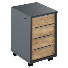 Comoda 3 sertare mdf grafit stejar artisan Rioma 43x48x66.7 cm
