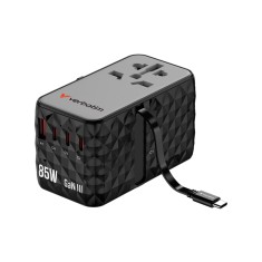 Adaptor universal Verbatim GaN III, Travel, 85WGaN3, 4xUSB-C PD &amp; QC 4+ &amp; 1 x USB-A QC ports