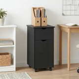 vidaXL Cabinet mobil cu roata Gri 34 x 39 x 65,5 cm Lemn de pin masiv 42028358