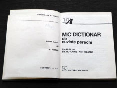 Mic Dictionar de Cuvinte Perechi Silviu Constantinescu Editura Albatros 1976