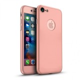 Husa Apple iPhone 8 FullBody Elegance Luxury Rose-Gold 360 grade + folie sticla, Roz