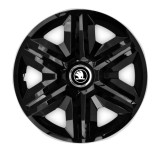 Set 4 Capace Roti pentru Skoda Nou Alb-Negru, model Fast Black, R15, Autohelix MSA