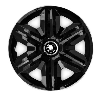Set 4 Capace Roti pentru Skoda Nou Alb-Negru, model Fast Black, R15 foto