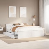 Cumpara ieftin Cadru pat fără saltea/cu tăblie, alb, 200x200cm, lemn masiv pin