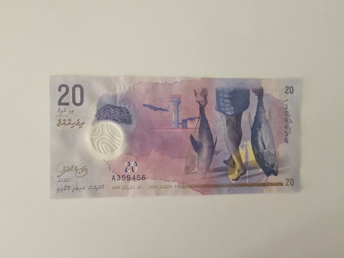 Maldive 20 Rufiyaa 2015 Polimer Noua