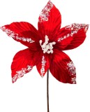 Floare artificiala Poinsettia rosie pentru Craciun, 20 cm, MagicHome