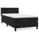 Cumpara ieftin Pat box spring cu saltea, negru, 80x200 cm, catifea