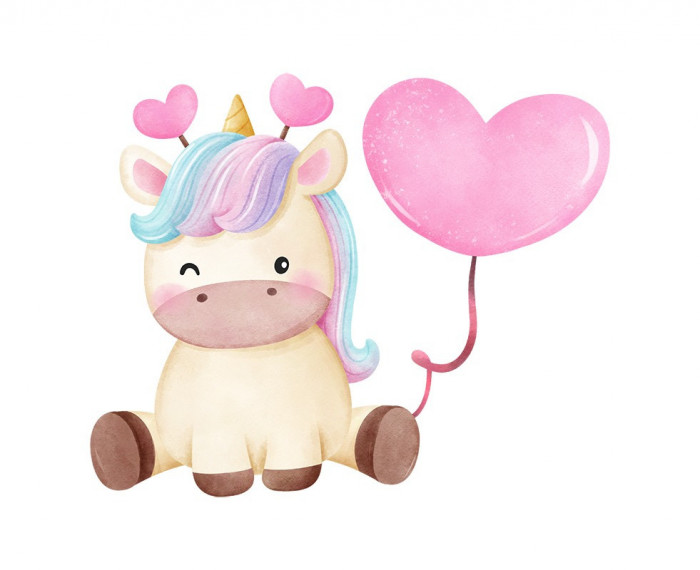 Sticker decorativ Unicorn, Roz, 67 cm, 5368ST