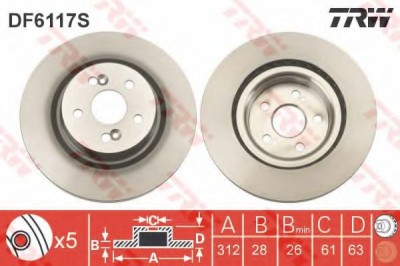 Disc frana RENAULT MEGANE II (BM0/1, CM0/1) (2002 - 2011) TRW DF6117S foto