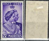 Mauritius (Colonie Britanică) 1948 - Timbru Comemorativ &bdquo;Nunta de Argint Regală / 5 Cents&rdquo; -KV1