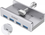 ORICO USB 3.0 Hub Clemă adaptor, aluminiu 4 porturi USB Splitter cu putere extra