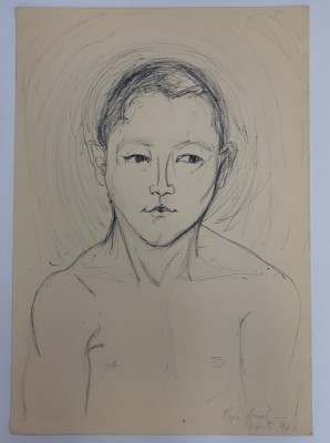PORTRETUL UNUI ADOLESCENT , DESEN de POP, AUREL , DATAT 1963 foto
