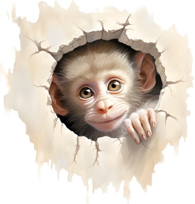 Sticker decorativ, Maimuta, Gri, 1375STK-5 foto