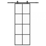 Usa glisanta cu set de feronerie neagra 76x205 cm Sticla ESG