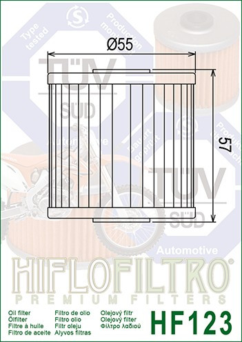 Filtru Ulei Hiflofiltro Kawasaki HF123 OEM 16099-004 Cod Produs: MX_NEW HF123