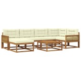 vidaXL Set de canapele de exterior cu pernă 7 pcs Natural și Crem 3382728