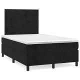 Cumpara ieftin Gossi pat box spring cu saltea, negru, 120x190 cm, catifea