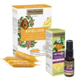 Apielixir Imunitate si Stare de Bine 20 fiole x 10 mililitri cu Spray de Gat cu Propolis ApiJunior 20 mililitri Albina Carpatina, APICOLA PASTORAL GEORGESCU