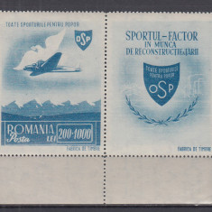 ROMANIA 1945 LP 176 a O.S.P. POSTA AERIANA CU VINIETA MNH