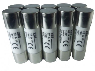 Set 10 sigurante fuzibile cilindrice ceramica 14x51 32A 500V AC gG foto