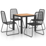Cumpara ieftin Set mobilier de gradina, 5 piese, negru si maro, ratan PVC