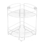 Etajera pentru baie cu doua rafturi, Kopenpal, Inox, Alb, 12x12x50 cm
