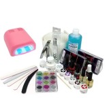 Sistem cu două faze - set de gel UV, lampă UV de 36W roz, INGINAILS