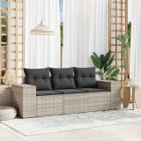VidaXL Set canapele de grădină cu perne, 3 piese gri deschis poliratan 3222261