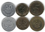 POLONIA LOT / SET - Nr 3 : 3 buc , 50 Groszy + 2 + 5 ZLOTI 1982