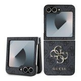 Husa pentru Samsung Galaxy Z Flip6 - Guess Leather 4G Metal Logo (GUHCZF64GMGGR) - Black